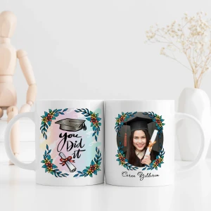Çiçekli Mezuniyet Kupa Tasarımı