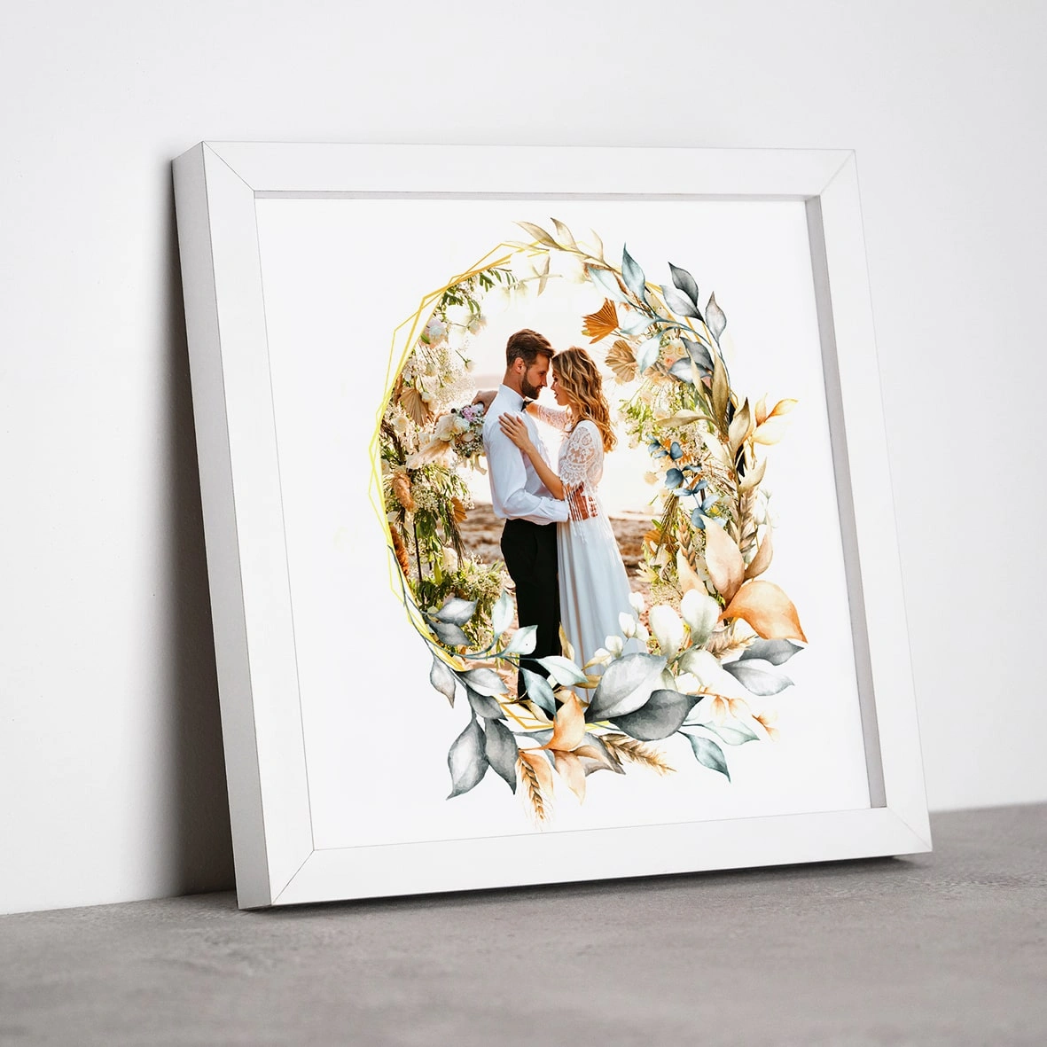 1 Fotoğraflı 25x25 Desenli Beyaz Çerçeve