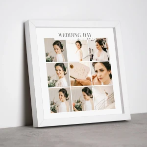 25x25 9 Fotoğraflı Düğün Günü Çerçevesi