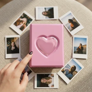 Pembe Mini Pola Fotoğraf Albüm 6x9 – 40 Fotoğraf Kapasiteli