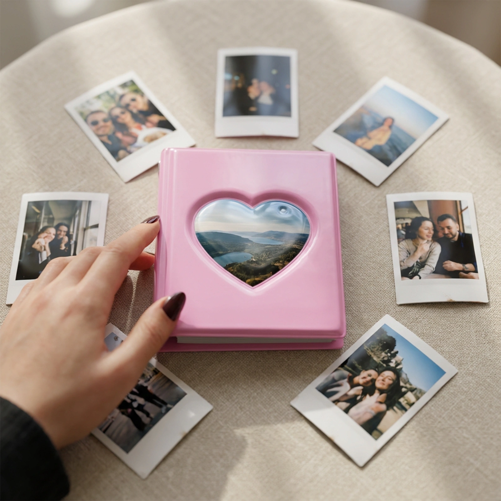 Pembe Mini Pola Fotoğraf Albüm 6x9 – 40 Fotoğraf Kapasiteli