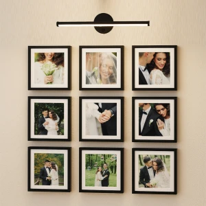 9 Adet 20x20 cm Siyah Çerçeve Seti - Aplik Hediyeli