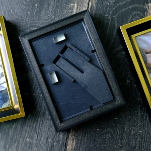 3 Adet Altın Kenar Detaylı Siyah Fotoğraf Çerçeve Seti – 10x15 cm
